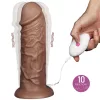 10,5'' realisztikus puf, vibráló dildo barna
