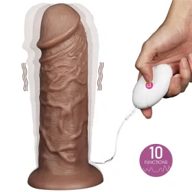 10,5'' realisztikus puf, vibráló dildo barna