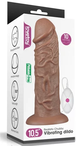 10,5'' realisztikus puf, vibráló dildo barna