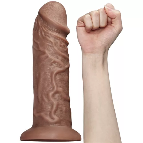 10,5'' realisztikus puf, vibráló dildo barna