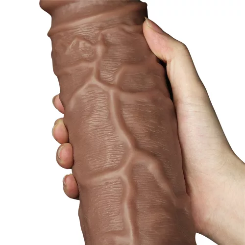 10,5'' realisztikus puf, vibráló dildo barna