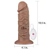 10,5'' realisztikus puf, vibráló dildo barna
