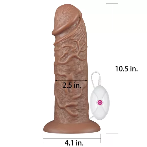 10,5'' realisztikus puf, vibráló dildo barna