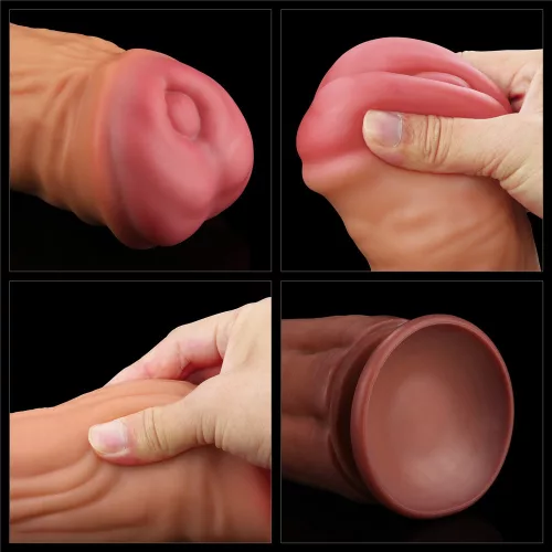 12'' Dual layered Platinum Silicone Cock