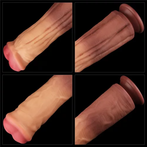 12'' Dual layered Platinum Silicone Cock