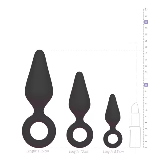 3 hegyes dugó készlet 10 x 4,5 cm fekete
