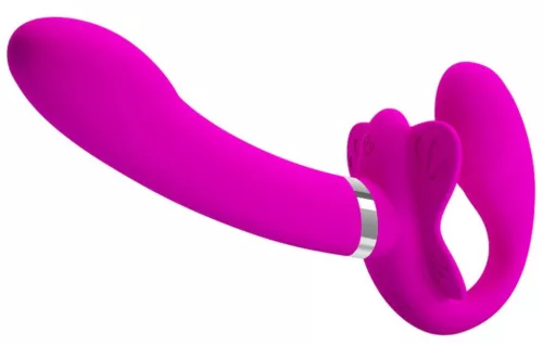 PRETTY LOVE - VALERIE DOUBLE STRAP-ON VIBRÁTOR 12 VIBRÁCIÓ LILA