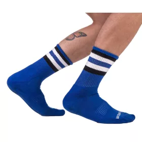 Zoknik, fél fetises csíkok, kék, fekete, fehér-L/XL