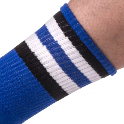 Zoknik, fél fetises csíkok, kék, fekete, fehér-L/XL