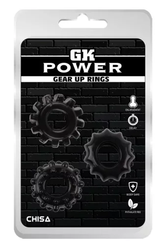 3 Black Gear Up Soft Cockrings készlet