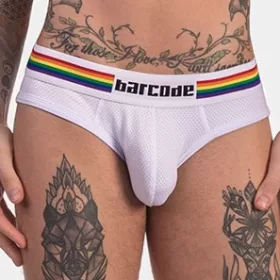 Vonalkódos Pride fehér nadrág