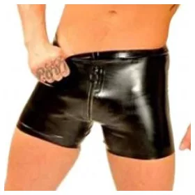 Latex rövidnadrág kerékpáros vágás zipzárral-M
