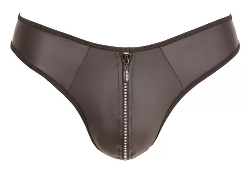 Fekete Fetis Zip Tanga-S