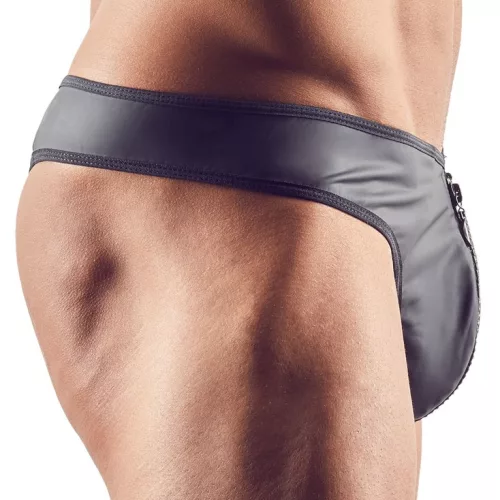 Fekete Fetis Zip Tanga-M