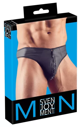 Fekete Fetis Zip Tanga-M