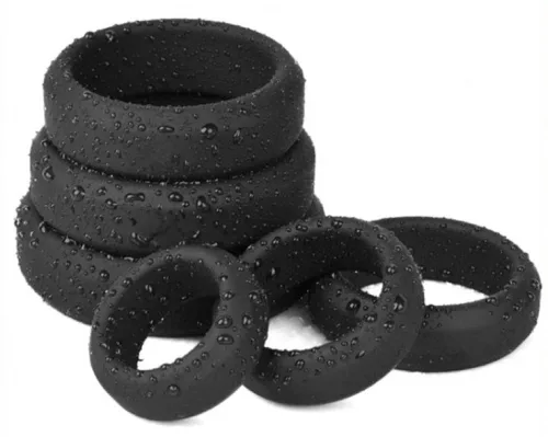 6 darabos szilikon kakasgyűrűs Hyperion Black