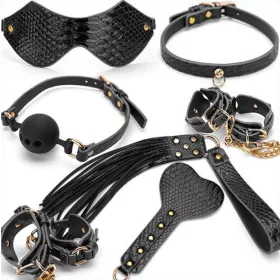 7 darabos fekete caiman BDSM készlet