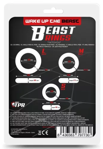 3 puha kakasgyűrűből álló készlet Beast Ring Black