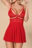 838-BAB-3 babydoll & thong red  S/M-S/M