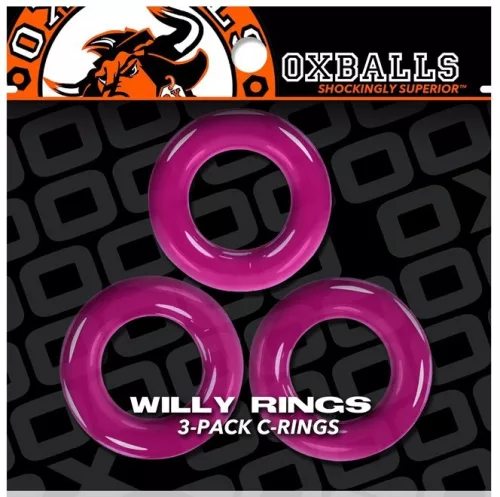3 Willy Rings rózsaszín farkasgyűrűből álló készlet