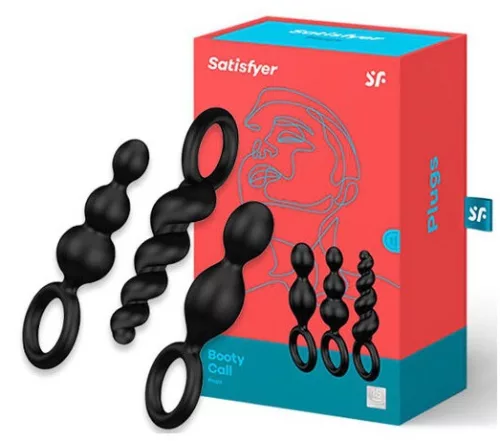 3 darabos szilikon Booty Call Satisfyer csatlakozó készlet, 9,5 x 2,5 cm