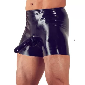  Hosszú latex boxer rövidnadrágok pénisszel és anális hüvelyel-M