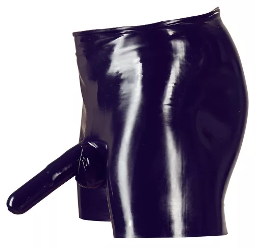 Hosszú latex boxer rövidnadrágok pénisszel és anális hüvelyel-M
