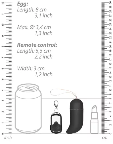 Vezeték nélküli rezgő tojás G-pont görbe 8,5 x 3,4 cm fekete