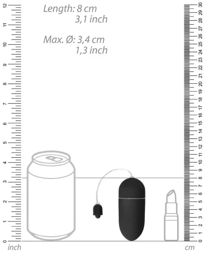Vezeték nélküli rezgő tojás 8 x 3,5 cm fekete