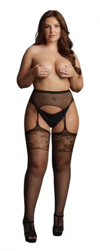 Black LACE TOP aldítószalag és harisnyák