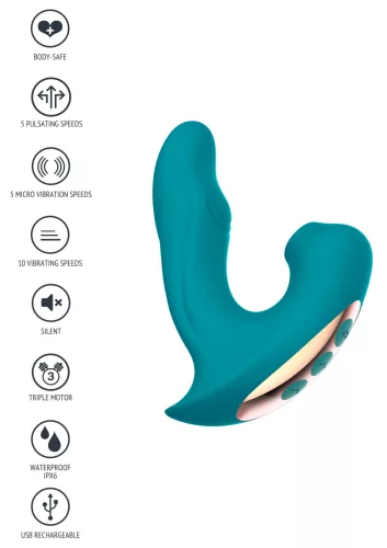 Csikló és G-pont stimulátor Örök 15 cm türkiz