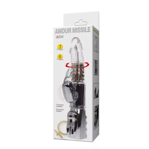 BAILE Amour Missile - átlátszó forgó vibrátor 26,5 cm