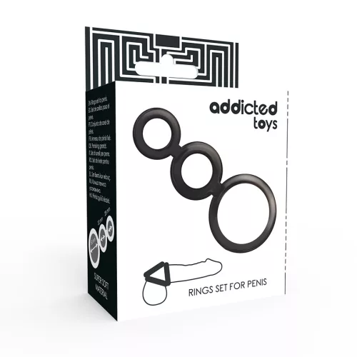 ADDICTED TOYS - dizájnos péniszgyűrűk szettje - füstszínű