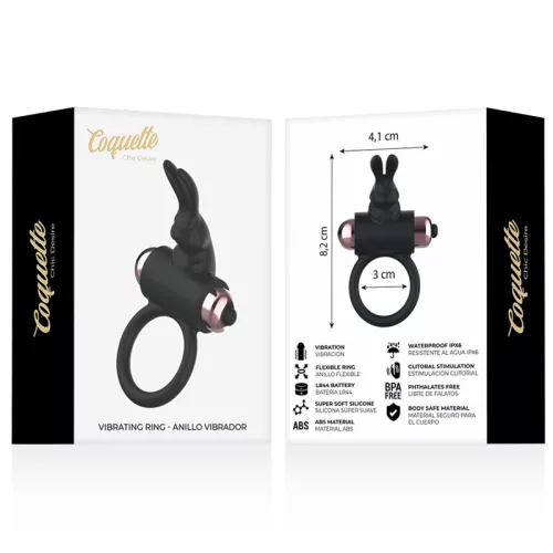 COQUETTE CHIC DESIRE - FARAS GYŰRŰ VIBRÁTORRAL FEKETE/ARANY