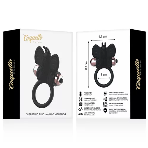 Coquette Chic Desire – vibráló pillangó péniszgyűrű fekete/arany