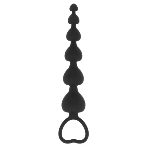 BLACK&SILVER - érzéki anális lánc szív formával 18 cm