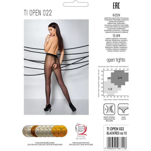 PASSION - TIOPEN 022 FEKETE/PIROS HARISNYÁK 3/4 20 DEN