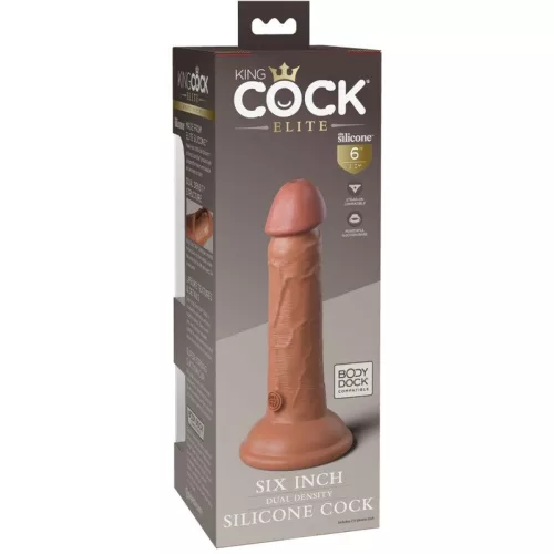 6" Dual Density Silicone Cock  Tan