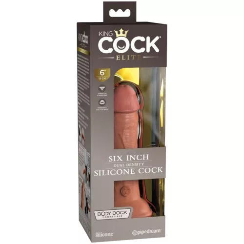 6" Dual Density Silicone Cock  Tan