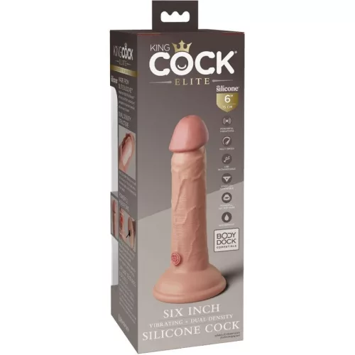 6" Dual Density Vibrating Silicone Cock  Light