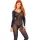 728297 Sheer Long Sleeves Bodystocking O/S Black