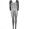 728297 Sheer Long Sleeves Bodystocking O/S Black