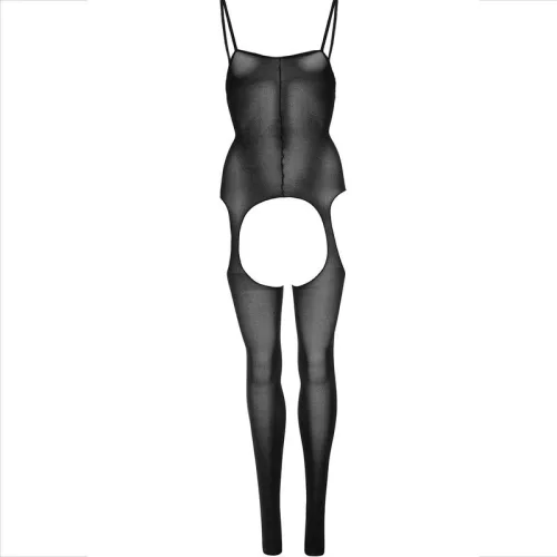 728195 Opaque Suspender Bodystocking O/S Black