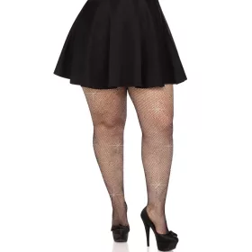   LEG AVENUE - KRISTÁLYOSÍTOTT HÁLÓS HARISNYÁK FEKETE PLUSZ SIZE