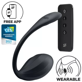   Csatlakoztatott vibrátor G-pontos bordázott szirom 8,5 x 3,8cm fekete