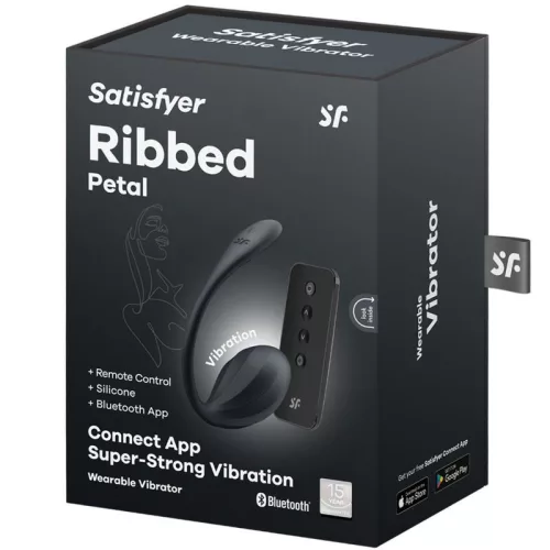 Csatlakoztatott vibrátor G-pontos bordázott szirom 8,5 x 3,8cm fekete
