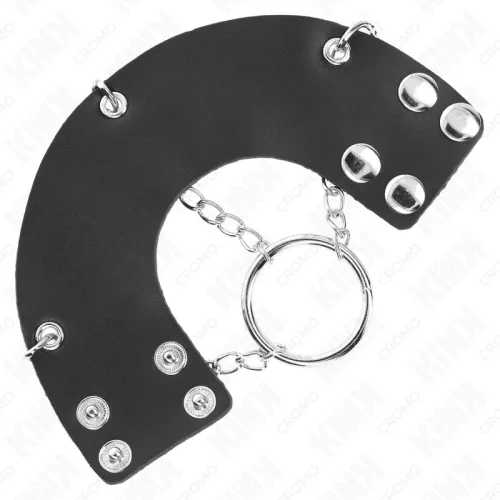 KINK - PÉNISZGYŰRŰ 4 CM LÁNC 7 CM FÉM BŐRÖV