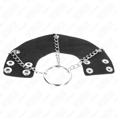KINK - PÉNISZGYŰRŰ 4 CM LÁNC 7 CM FÉM BŐRÖV