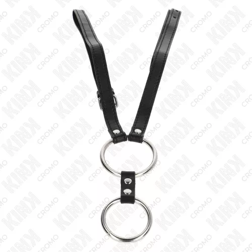 KINK - DUPLA FÉM PÉNISZGYŰRŰ 3,8 CM-TŐL 5 CM-IG BŐRÖVVEL, 112 CM