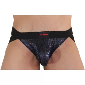 BURN - fényes kék-fekete jockstrap 006 размера M